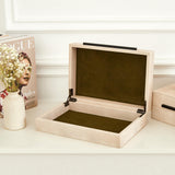 Denique Shagreen Decorative Boxes Set of 2, Leather Jewelry Storage Box Modern Storage Boxes with Lids, Ivory Stacking Boxes with Black Metal Handles Home Organizer Box Denique