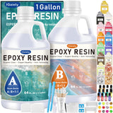 IGaiety 1 Gallon Epoxy Resin, Epoxy Resin Kit, Crystal Clear Resin Kit, No Yellowing Resin Self-Leveling Deep Pour Epoxy Resin High-Glossy Casting Resin Perfect for Crafts, Table Tops(0.5 Gallon x 2) IGaiety
