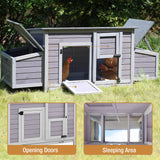 Chicken Coop Outdoor Wooden Hen House with Nesting Box Poultry Cage with 2 Perches,2 Large Front Doors GUTINNEEN
