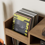 Cozy Castle Record Player Stand, Turntable Shelf with Vinyl Storage up to 500 Albums, Vinyl Record Player Shelf with Power Outlet Sideboard Buffet Cabinet with Storage Accent Cabinet, Brown Cozy Castle