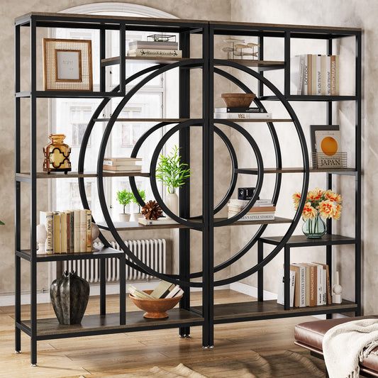 Tribesigns 71 in Geometric 8-Tier Industrial Bookshelf with Metal Frame for Home Office and Living Room - WoodArtSupply