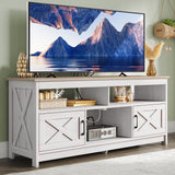 YITAHOME TV Stand for 65/55 Inch Television, Farmhouse Entertainment Center Television Stand with Power Outlets and Open Shelf, Media Console TV Cabinet for Living Room, Grey White/Grey Wash YITAHOME