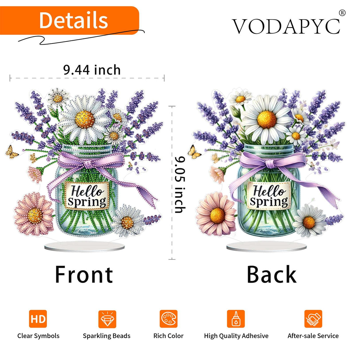 VODAPYC Spring Diamond Art Tabletop Painting Kit, DIY Stand Up Double Sided Special Shaped Diamond Painting Desktop Ornament(Lavender) VODAPYC