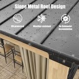 Gardenbee Cedar Wood Gazebo 10 x 12 ft. - Patio Wood Gazebo with Cedar Frame and Metal Steel Roof Panels, Hardtop Gazebo for Patio Lawn Deck and Parties Gardenbee