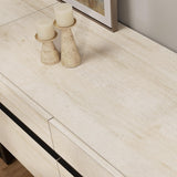 WAMPAT Modern TV Stand for TVs Up to 110 Inch, 3 in 1 Wood Entertainment Center Console Table With Adjustable Shelves and Metal Base for Living Room, Bedroom, Light Oak WAMPAT