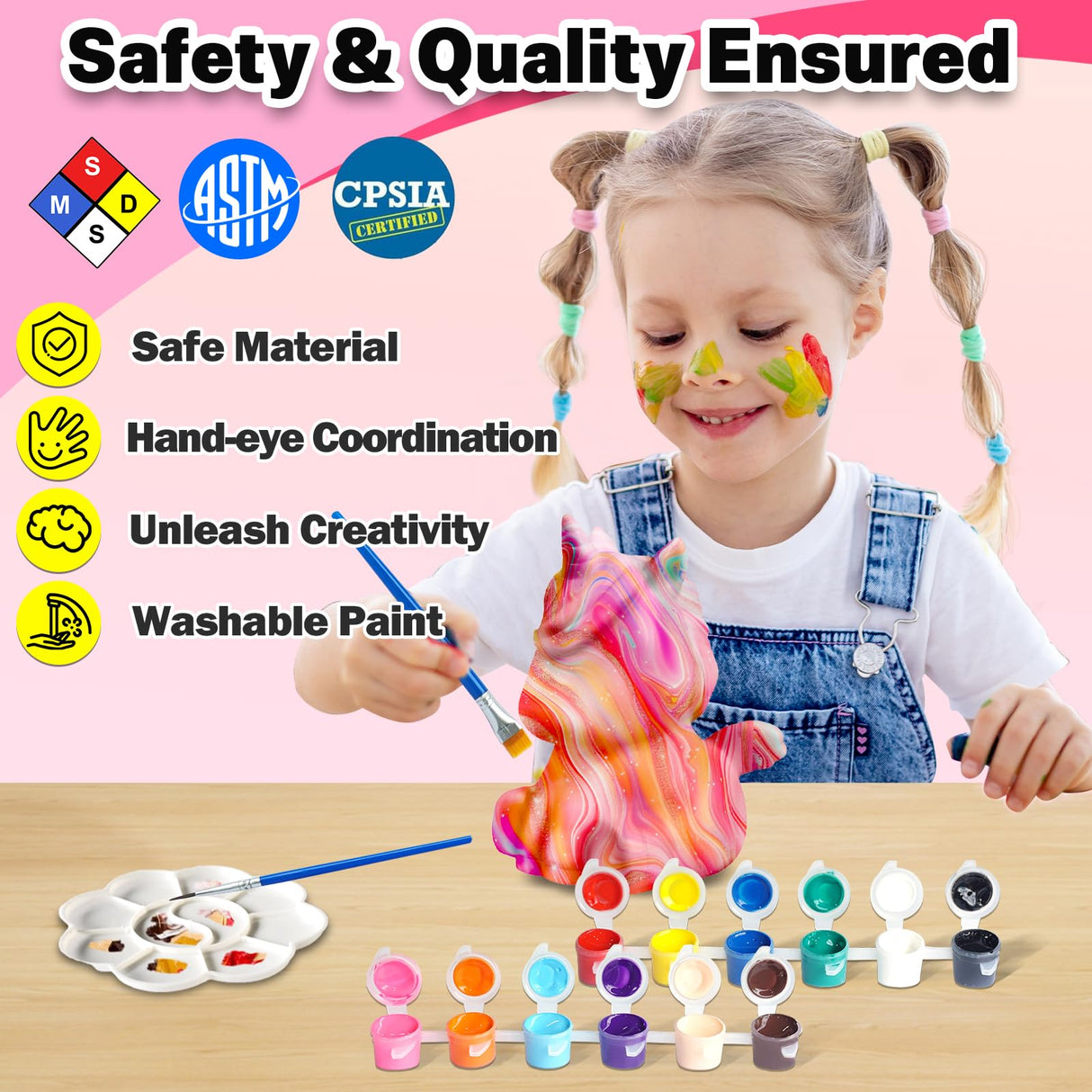 FUNZBO Paint Your Own Unicorn Lamp Kit - Back to School Supplies, Arts and Crafts Supplies Painting for Kids Teens,DIY Night Light Unicorn Toy for Toddler Girl Age 3 4 5 6 7 8 9 10 11 12 Birthday Gift FUNZBO