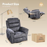 Softa Classic Swivel Rocker Recliner Chair for Adults with Handle, Massage Rocker Recliner, 360° Swivel Glider Nursery Chair with Premium Chenille, High Back, Living Room Bedroom Nursery (Gray) Softa