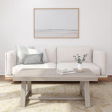 Plank+Beam Classic Rectangular Coffee Table, 48 Inch Farmhouse Coffee Table, Mini Center Tables for Small Spaces, Small Living Space Tea Table, Seashell Wirebrush Plank+Beam