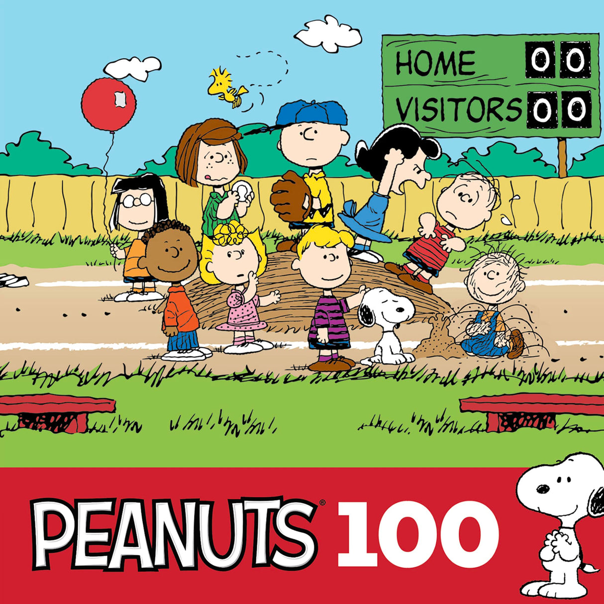 RoseArt - Peanuts - Baseball - 100 Piece Jigsaw Puzzle for Kids and Adults RoseArt