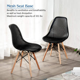 Giantex Set of 4 Modern Dining Chairs, Outdoor Indoor Shell PP Lounge Side Chairs with Mesh Design, Beech Wood Legs, Tulip Leisure Chairs, DSW Dining Chairs for Kitchen, Dining Room, Black Giantex
