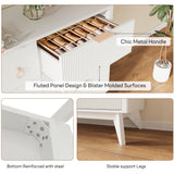 LIKIMIO Dresser for Bedroom 9 Drawers with LED Light, 55" Wide Fluted Chest of Drawers, Wood Closet Organizer, TV Stand for Living Room, White LIKIMIO