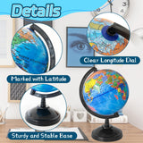 8'' Rotating World Globe with Stand,Decorative Spinning Earth Globe,Geographic Educational World Globe for Kids Classroom Tools,Desk Decorations,Gifts Rrshnsgv