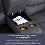 Consofa Reclining Loveseat with Console, Wall Hugger Love Seat Recliner RV Theater Sofa, Double Recliner Loveseat with Cup Holder and Side Pocket for Living Room (Gray) Consofa