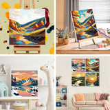 4 Pack Framed Paint by Numbers Kit for Adults 12x12inch-Landscape Paint by Numbers Kit with Framed, DIY Painting by Number with Canvas Oil Painting for Gift Home Wall Decor (30x30cm, without Easel) ajepon