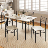 Giantex Modern 5 Piece Dining Table Set for 4 Chairs Wood Metal Kitchen Breakfast Furniture (Beech Wood) Giantex