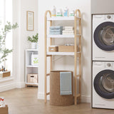 Spirich Over The Toilet Storage Shelf, 3-Tier Over Toilet Bathroom Organizer, Space-Saving Above Toilet Storage Shelf Rack with Bamboo Frame Spirich