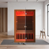 Efficraft Infrared Home Sauna Room 2 Person Hemlock Wooden Indoor Dry Sauna with Bluetooth Speakers & Red Light 1950W LCD Control Panel Temp and Time Pre-Set,1-Year Aftersale Efficraft
