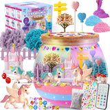 Unicorn Terrarium Crafts Kit for Kids: LED Night Light-Up DIY Toys with Remote – Fun Birthday Gifts for Girls Ages 5 6 7 8 9 10 Years Old – Creative Arts & Crafts Activity Set, Christmas Gift SparkleMe