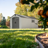 Lifetime Outdoor Storage Shed, 8x20 Ft, Gray, Resin Backyard Tool Shed with Lockable Doors and Weather-Resistant Panels Lifetime