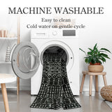 Lahome Moroccan Black Rug - 2x8 Washable Non-Skid Kitchen Floor Runner, Low-Profile, Non Slip, Geometric Print Distressed Entryway Runner for Hallways, Laundry Room, Foyer Lahome