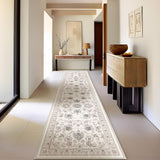 Phantoscope Hallway Runner Rug 2'x10'- Long Rug Runner Boho Washable Non-Slip Carpet for Kitchen Entryway Laundry Bedroom, Ultra-Thin Runners Vintage Distressed Accent Rug, Beige/Neutral Phantoscope