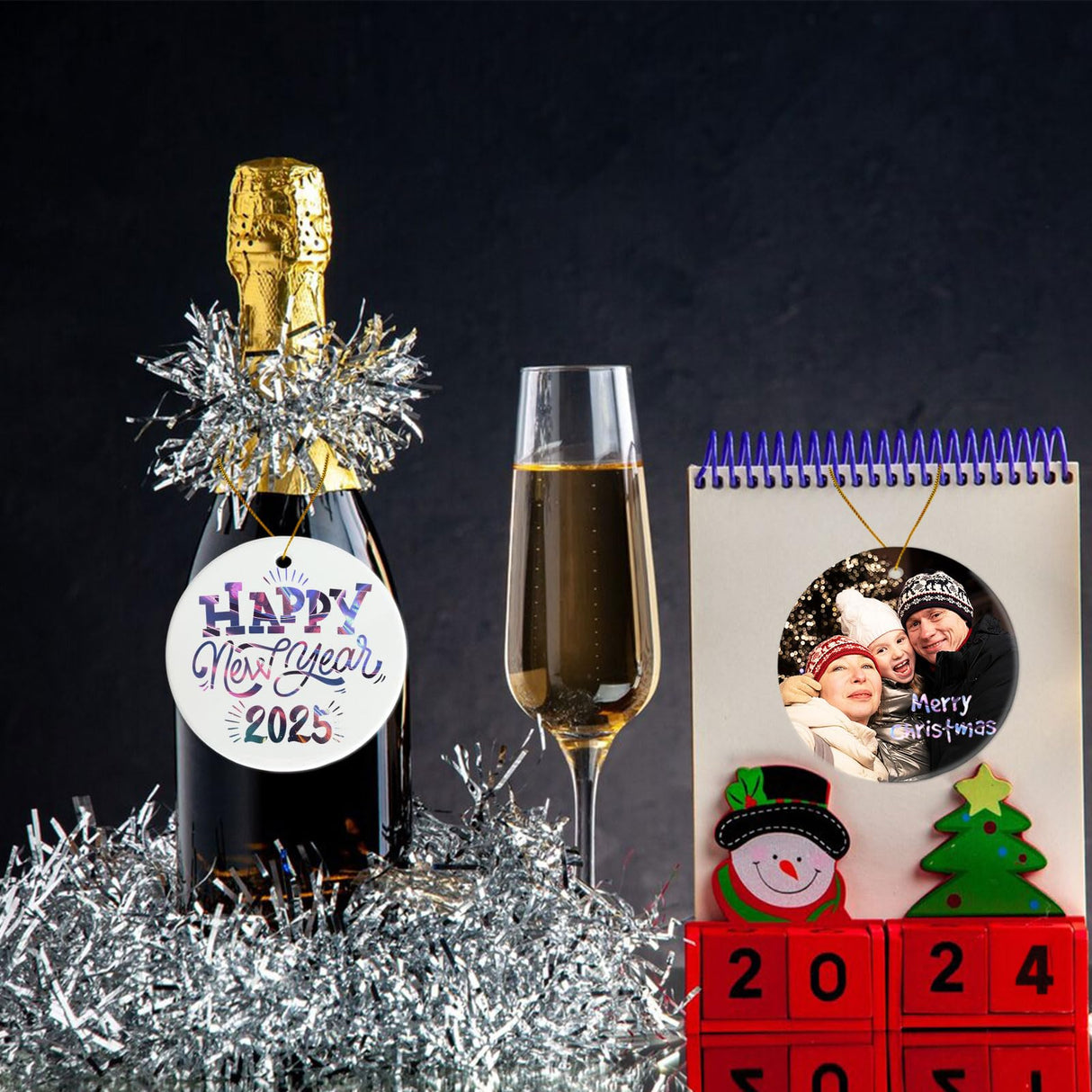 Sublimation Ceramic Ornaments, Round Porcelain Discs, Bulk Blanks for DIY Heat Press, Personalized Xmas Tree Ornament, White (4, Round) WTQR