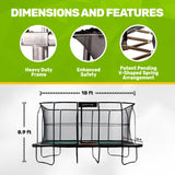 JumpKing Rectangular Trampoline Outdoor 18FT with Enclosure, Ladder, and Net, Large Recreational Trampoline for Kids and Adults, ASTM compliant, Heavy Duty, Weather-Resistant, 1200LBS Capacity JumpKing