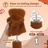 PEQULTI Mushroom Floor to Ceiling Cat Tower Adjustable Height (90.5''-100.4'' = 230cm-252cm) With Condo, Cozy Hammock and Scratching Post, Tall Activity Tree for Indoor Cats, Brown PEQULTI