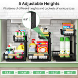Under Sink Organizer, 2 Packs 2 Tier Under Sink Organizers and Storage, Slide Out Pull Out Cabinet Organizer Shelf, Metal Sliding Drawer for Kitchen Bathroom Pantry Cabinet Closet Organization Rack Kitstorack