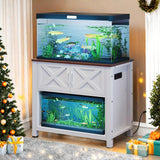 YITAHOME Heavy Duty 40-50 Gallon Aquarium Stand with Power Outlets, Cabinet for Fish Tank Accessories Storage - Metal Fish Tank Stand Suitable for Fish Tank, Turtle Tank, 660LBS Capacity, White YITAHOME