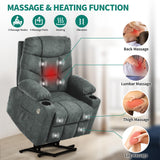 YITAHOME Power Lift Recliner Chair, Modern Fabric Recliner Chair with Massage and Heat, Spacious Seat, USB Ports, Cup Holders, Remote Control, Suitable for Living Room Dark Grey2 YITAHOME