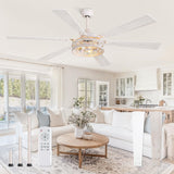 Fanbulous 65 Inch Ceiling Fan with Lights, Farmhouse Caged Ceiling Fans with Remote, White Industrial Ceiling Fans with Quiet Reversible DC Motor, Large Ceiling Fan for Living room, Bedroom Fanbulous