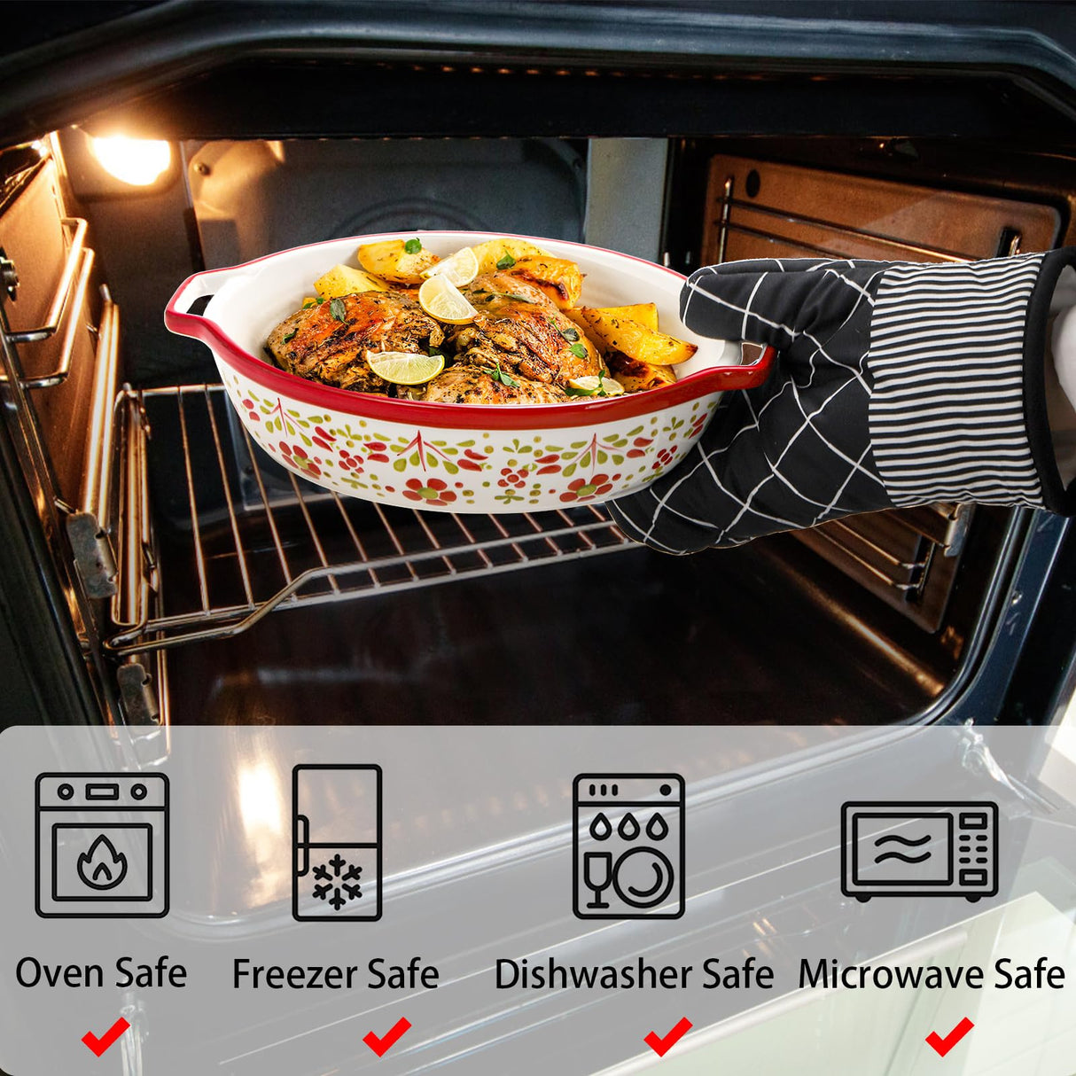 Peohud 3 Pack Ceramic Baking Dishes, 50 Oz Large Casserole Dish for Oven, Oval Au Gratin Pans, Porcelain Bakeware Set Lasagna Pans for Cooking, Cake Dinner, Kitchen, 10 x 7.9 x 2.6 Inches Peohud