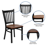 Flash Furniture HERCULES Series Black Vertical Back Metal Restaurant Chair - Cherry Wood Seat Flash Furniture