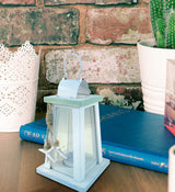 COTA Global Ocean Breeze Nautical Wooden Lantern Candle Holder - Handmade Rustic Tealight Candle Lantern Decor Coastal Table Centerpiece, Indoor Tea Candle Lantern Beach Decorations for Home Puzzled