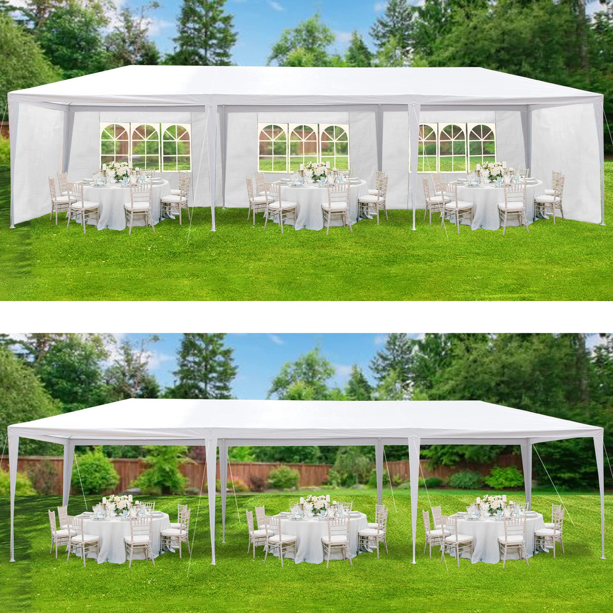 Smartxchoices 10' x 30' Outdoor Waterproof Gazebo Canopy Tent with Removable Sidewalls and Windows Heavy Duty Tent for Party Wedding Events Beach BBQ, White Smartxchoices