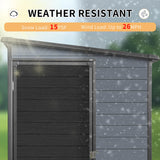 LANTRO JS 4x8FT Plastic Storage Shed with Floor, Outdoor Storage Shed with Floor Included, with 2 Windows and Lockable Door, Backyard Storage Sheds for Garden Tools, Bike, Gray and Black LANTRO JS