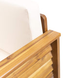 Christopher Knight Home Louver Club Chairs, Teak + Cream Christopher Knight Home