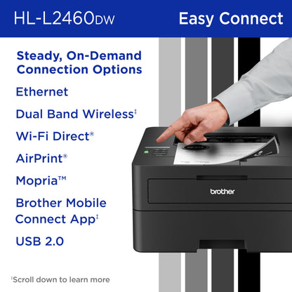 Brother HL-L2460DW Wireless Compact Monochrome Laser Printer with Duplex, Mobile Printing, Black & White Output | Includes Refresh Subscription Trial(1), Amazon Dash Replenishment Ready