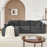 97" Boneless Couches for Living Room, Cloud Couch Sectional with Deep Seat, Comfy Couch with L-Shaped Chaise, Minimalist Upholstered Modular Sectional Sofa, No Assembly Required (Corduroy,Grey) Huatean Home
