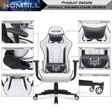 Homall Gaming Chair, Video Game Chair with Footrest and Lumbar Support, Ergonomic Computer Chair Height Adjustable with Swivel Seat and Headrest (Pale White) Homall
