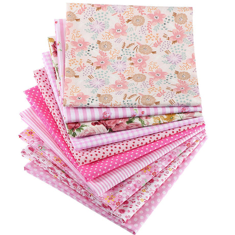 Boao 10 Pieces 20 x 20 Inch Cotton Fabric Quilting Floral Patchwork Pink Fabric Square Bundles Cotton for Sewing DIY Crafts Handmade Bags Clothing, Various Patterns Boao