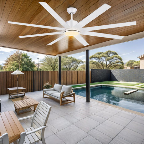YITAHOME 72 Inch Ceiling Fans with Lights and Remote Control for Indoor/Covered Outdoor, Reversible Quiet DC Motor, 8 Blades with 6 Speed, Modern Ceiling Fans for Living Room -White YITAHOME