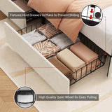 Queen Upholstered Led Bed Frame with 4 Storage Drawers, Queen Size Bed Frame with RGB Led Lights, Velvet Platform Bed Frame with Wingback Headboard, No Box Spring Needed, Noise Free, Easy Assembly JoanKaren