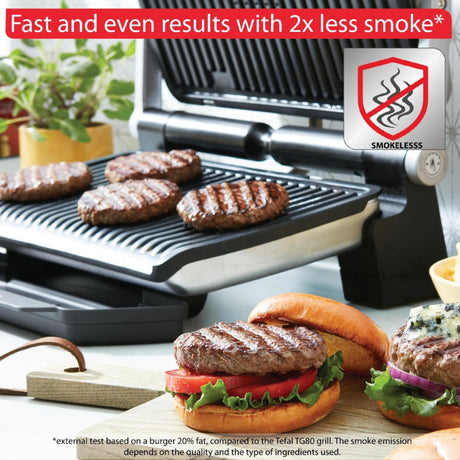 T-Fal, Electric Grill, OptiGrill Stainless Steel XL 6 Servings 9 Intelligent Automatic Cooking Modes 1800 Watts Nonstick Removable Plates, Dishwasher Safe, Panini Press Sandwich Maker T-Fal