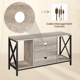 Yaheetech Industrial TV Stand for 55 Inch TV, Entertainment Center Media Console Table with Open Storage for Living Room, Wood Modern Furniture, Gray Yaheetech