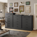 Hasuit Black Dresser for Bedroom, Tall 7 Drawer Dresser with Sturdy Base, Wood Storage Tower Clothes Organizer, Large Storage Cabinet, Chest of 7 Drawers for Closet, Living Room, Hallway Hasuit