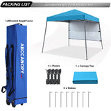 ABCCANOPY Pop Up Canopy Tent-Outdoor Camping Canopy Slant Leg Beach Canopy Tent with Backpack Bag，8 x 8 ft Base / 6 x 6 ft Top，Sky Blue ABCCANOPY