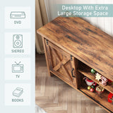 Elibeauty Rustic Brown Farmhouse TV Stand for 50-65 Inch TVs with Adjustable Shelves and Sliding Barn Doors Elibeauty