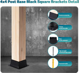 Vigtayue 4x4 Post Base, 6 Pcs, Black Powder Coated Steel, Floor & Wall Mount, Fits 3.6"x3.6" Wooden Posts, Deck, Porch, Railing Support Vigtayue